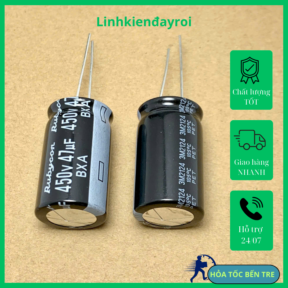 Tụ điện hóa 47uf 450v 47uF450V kích thước 18x25mm chính hãng RUBYCON