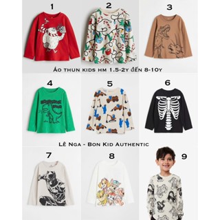 Áo thun dài tay bé trai HM UK/US/JP/ES chính hãng sz từ 1.5-2y đến 8-10y