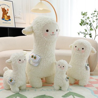 Gấu bông thú nhồi bông lạc đà alpaca đeo túi màu trắng mềm mịn 28cm 35cm 45cm Mua Tất (muatat.shop) quà tặng dễ thương