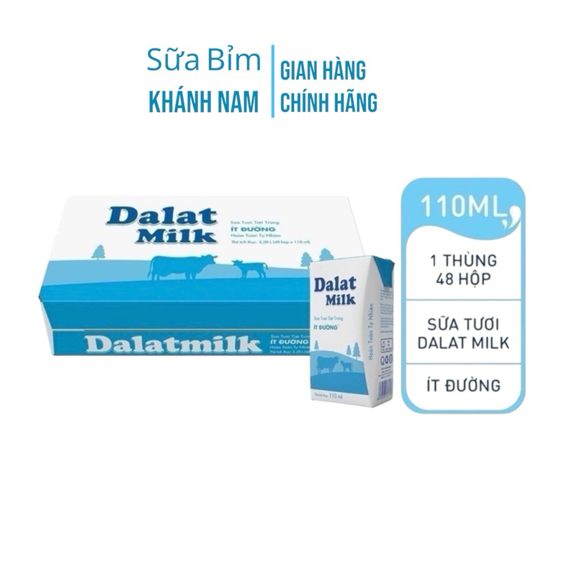 Thùng 48h Sữa tươi DALATMILK 110ML