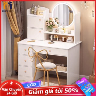 SUNNY Bàn trang điểm phòng ngủ phong cách bắc âu có đèn LED có 2 ngăn kéo đơn giản hiện đại