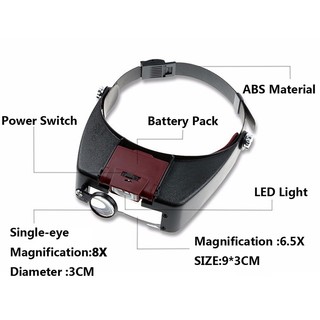 Kính lúp đeo đầu đèn led v1 - 3.5x, thiết kế nhẹ, hỗ trợ sửa chữa điện tử