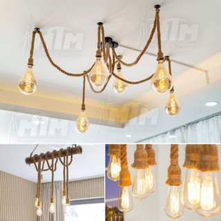 1m - Đèn thả dây thừng l dây đui đèn tết dây thừng trang trí