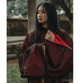 áo ngũ thân nữ vải tơ màu đen lót đỏ