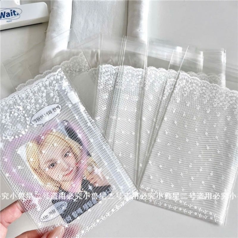 Set 50 Túi Bóng Kính Hoạ Tiết Ren Trắng