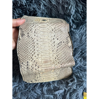 ví nữ gấp 3 da trăn indo màu trắng kem ngà size ngang 9.5 cao 12