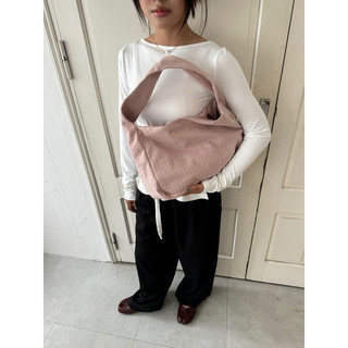 AMELIA BAG túi vải dạ hoạ tiết kẻ màu hồng