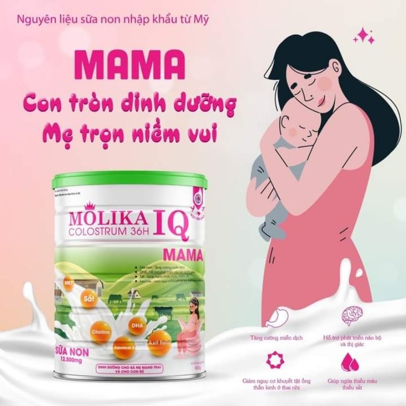 Sữa Molika Mama dinh dưỡng cho mẹ bầu, 900g, date 08/2025. Nguyên liệu sữa nhập từ Mỹ