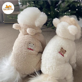 ÁO JUM LÔNG THỎ CÓ MŨ XINH XẮN ẤM ÁP MÙA ĐÔNG CHO THÚ CƯNG