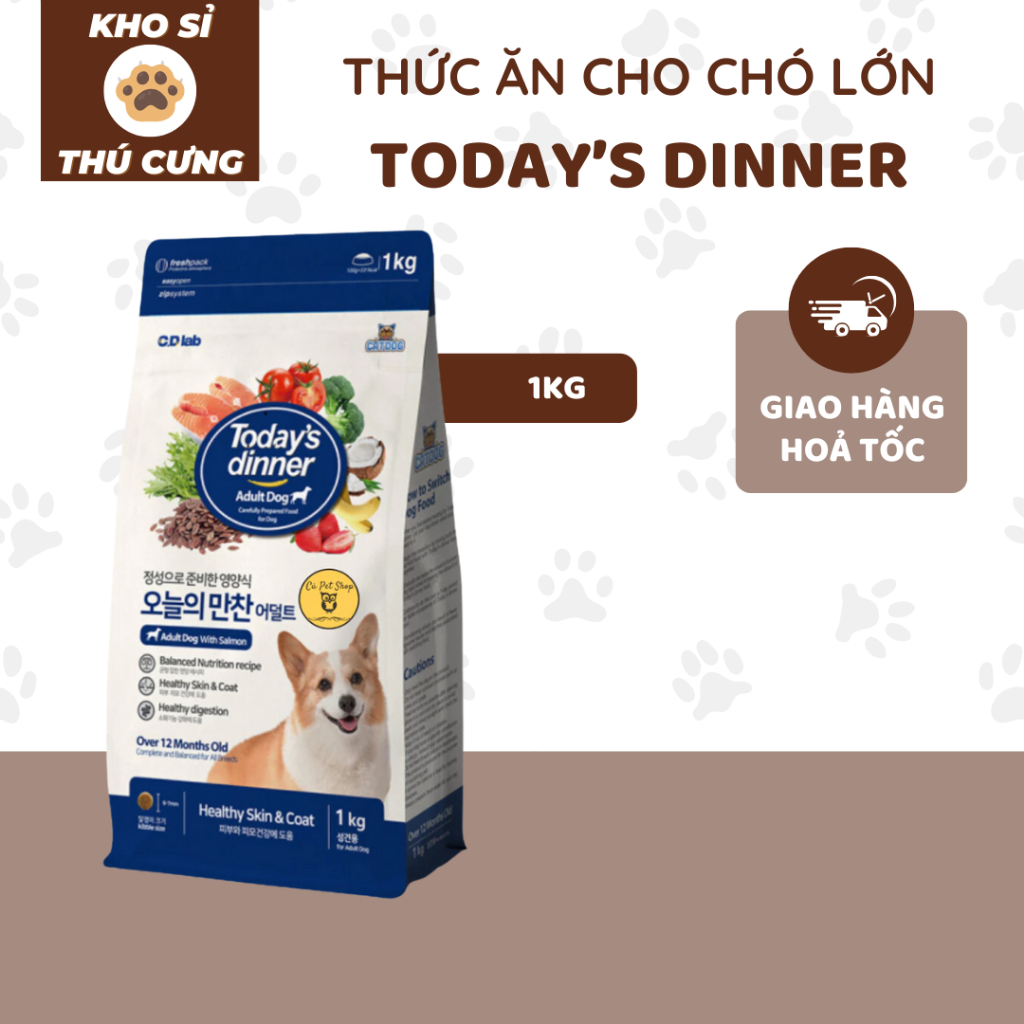 Thức ăn cho chó lớn hạt Today's Dinner túi 1kg