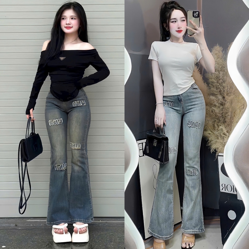 (9 Tấc) Quần Jean Loe Lở Miu Tua Rưa Thân Dáng 9 Tấc, 90cm Cạp Cao Dành Cho Nữ KiHa Jean