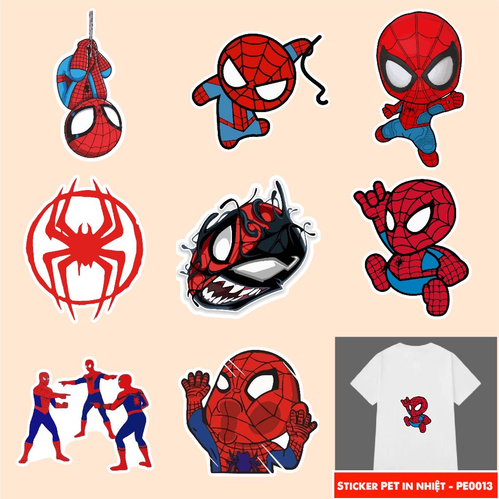 [ PE0013 ]Sticker PET Spider man 15cm in chuyển nhiệt - hình ủi lên vải - nón - áo - quần Autono1