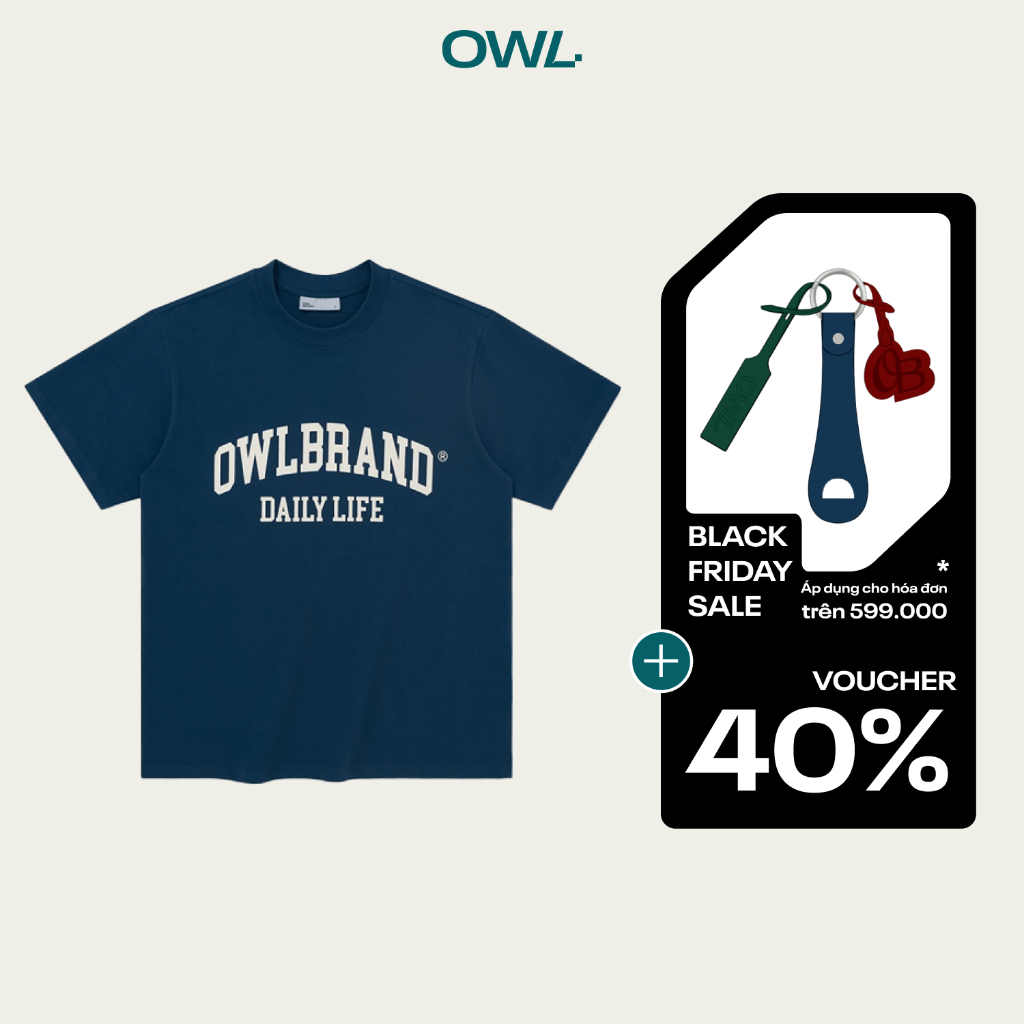 Áo thun Owlbrand Retro/Xanh