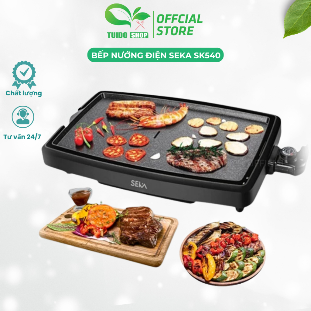 Bếp nướng điện Seka SK540 công suất 1800w vỉ nướng nhôm phủ chống dính có kèm khay hứng dầu