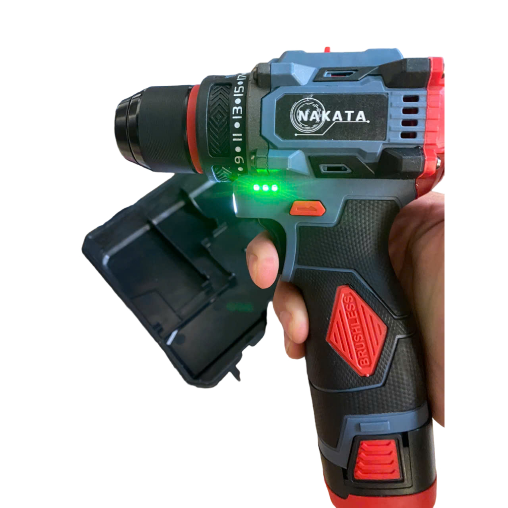 Máy khoan dùng pin  Nakata 2pin 18V đầu kẹp Autolook 10mm động cơ không chổi than