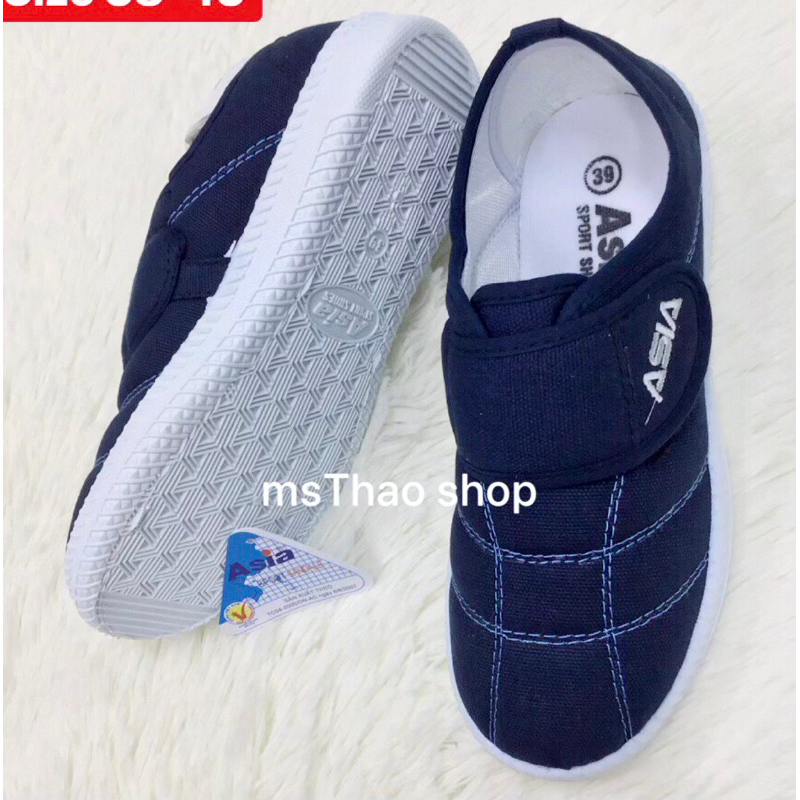 Giày thể dục DÁN Nam vải XANH M09 có size 44 thể thao học sinh, lao động Asia