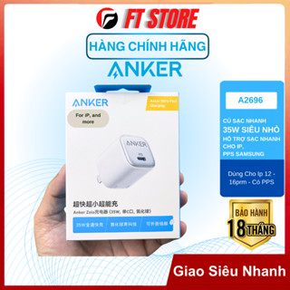 Củ sạc nhanh Anker ZOLO A2696 35W sạc nhanh cho iP, có PPS, kích thước nhỏ, chân gập được - chính hãng