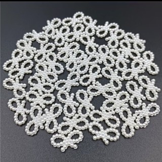 Set 40 nơ ngọc, charm ngọc, ngôi sao trang trí cây thông Noel, charm đính nail