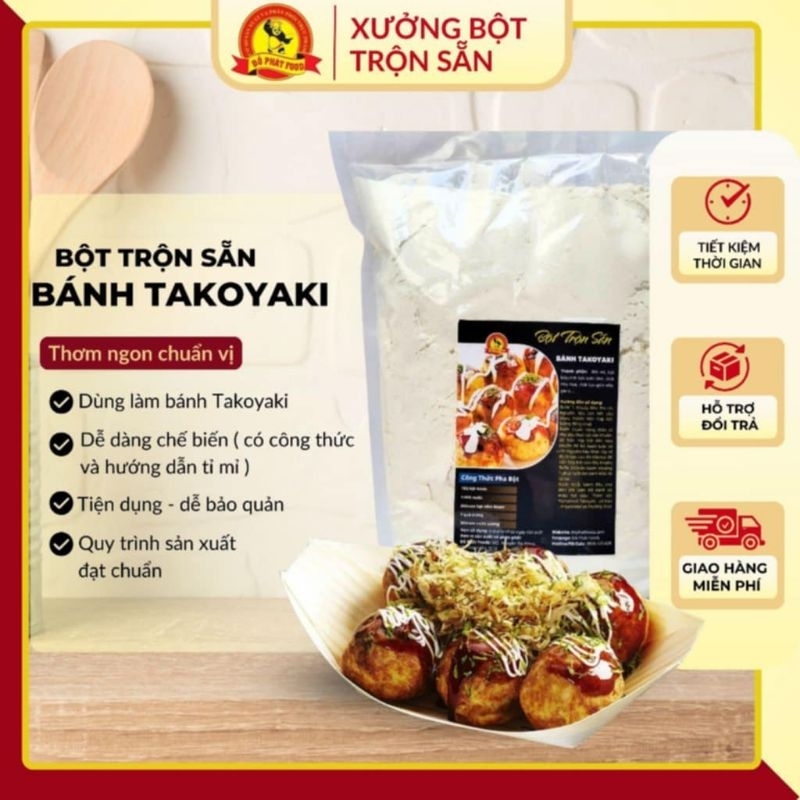 Bột bánh Bạch Tuộc Takoyaki trộn sẵn, giòn ngon - gói 1kg