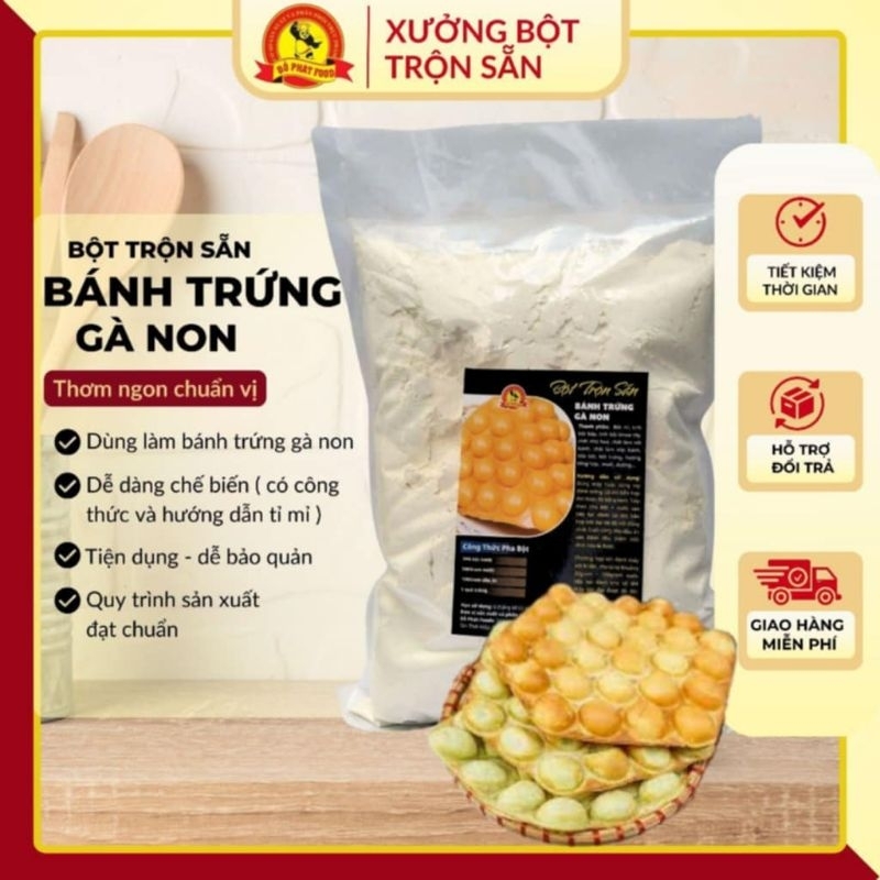 Bột trộn sẵn bánh trứng gà non hongkong, bột làm bánh trứng - Gói 1kg - có hướng dẫn pha bột