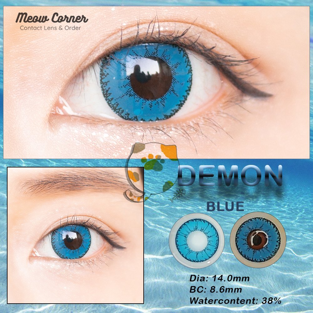 [ LẺ CHIẾC] lens cosplay MÀU XANH BIỂN - DEMON full cận từ 0 đến 8
