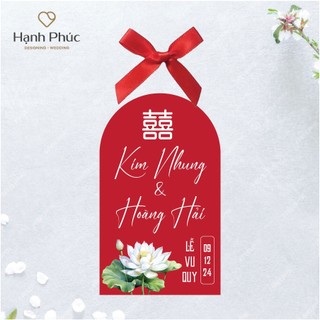Tem dán màu đỏ (chai bầu 330ml/500ml) + Nơ lụa/ Tag dán nắp