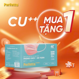 Mua 1 Tặng 1 Hộp 40 Cái Khẩu Trang Y Tế Perfetta Premium CU+ 3 Lớp Có 2 Thanh Nẹp