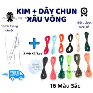 [GIÁ SỈ] COMBO 5 Mét Chỉ Lụa Co Giãn + Kim Xâu Vòng Tay - 16 Màu - Hàng Loại Đẹp - Dây Xâu Vòng Gỗ, Vòng Đá Phong Thủy