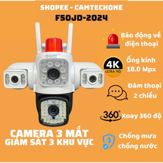Camera yoosee wifi ngoài trời  F50JD 4 mắt xem 3 màn hình 18.0 mpx, 3 mắt xoay 360 độ, đàm thoại 2 chiều, xem đêm có màu
