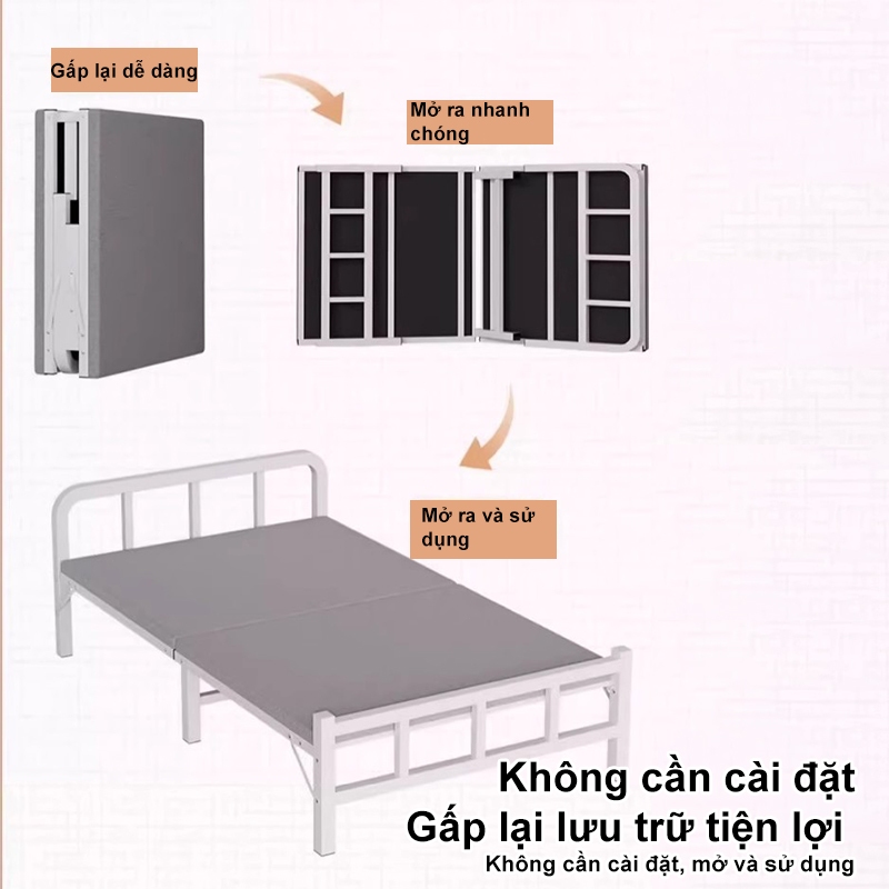 ALVIN Giường Gấp Văn Phòng Đa Năng - Chịu Lực 150kg, Khung Thép + Đệm Mút Thoáng Khí - Gấp Gọn Nhẹ | BigBuy360 - bigbuy360.vn