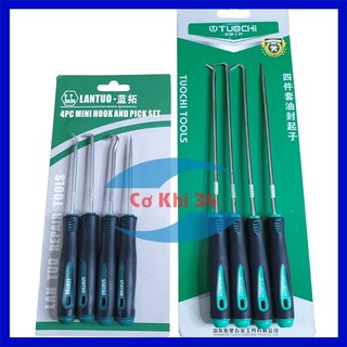 Bộ 4 móc nạy phớt kéo lò xo, móc Gioăng, phanh phe tuỳ chọn kích cỡ dài hoặc ngắn