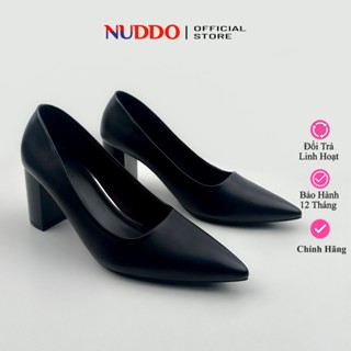  Giày Công Sở Nữ Cao Gót Mũi Nhọn 7 Phân Basic Guốc Nữ Đế Vuông Đi Tiệc Sang Trọng NUDDO NU202 