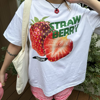 CHÍNH HÃNG - Áo Strawberry - Áo Thun Trái Cây Form Boxy UNISEX "DÂU" - ThePalm