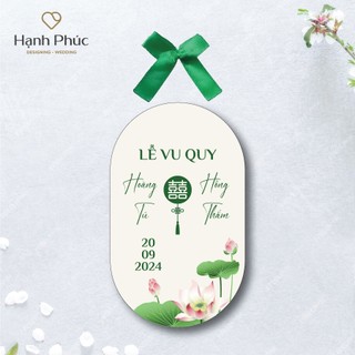 Tem dán hình bầu dục (chai bầu 330ml/500ml) + Nơ lụa/ Tag dán nắp