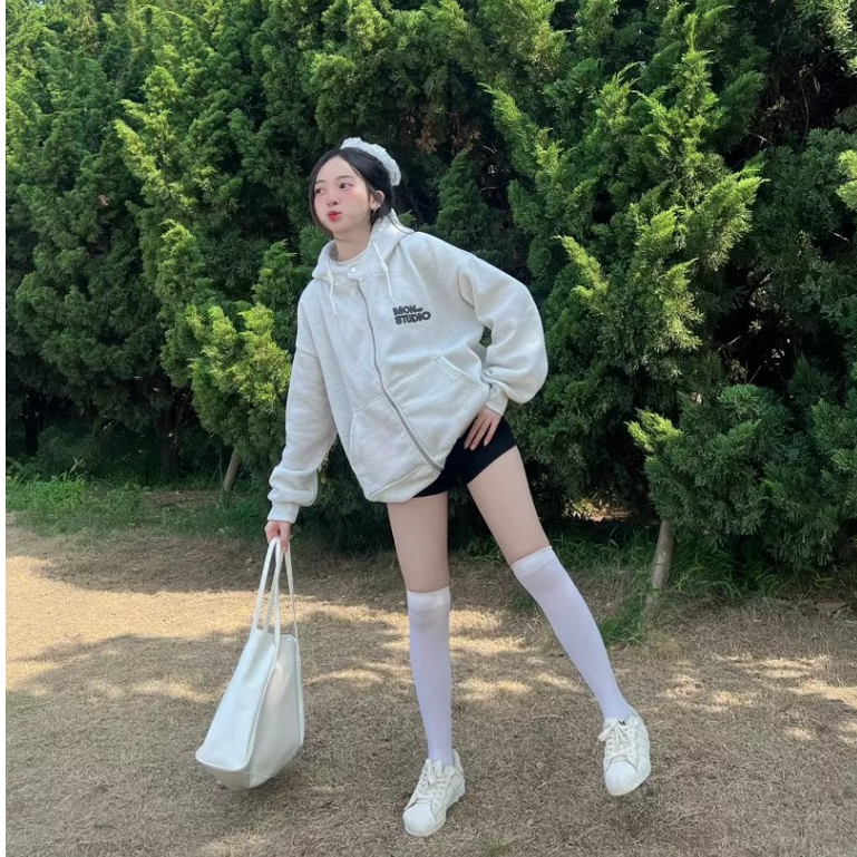 Áo khoác hoodie zip BOXY Mon Studio có nút bấm, dập nổi, in nổi ,có túi trong UNISEX NAM NỮ 2025 | BigBuy360 - bigbuy360.vn