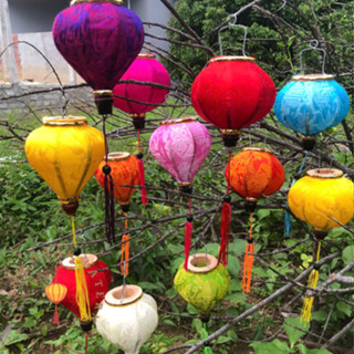 Đèn lồng Hội An mini vải lụa tơ tằm đủ màu, trang trí nhà cửa, tiệc tùng, tết, giáng sinh, noel