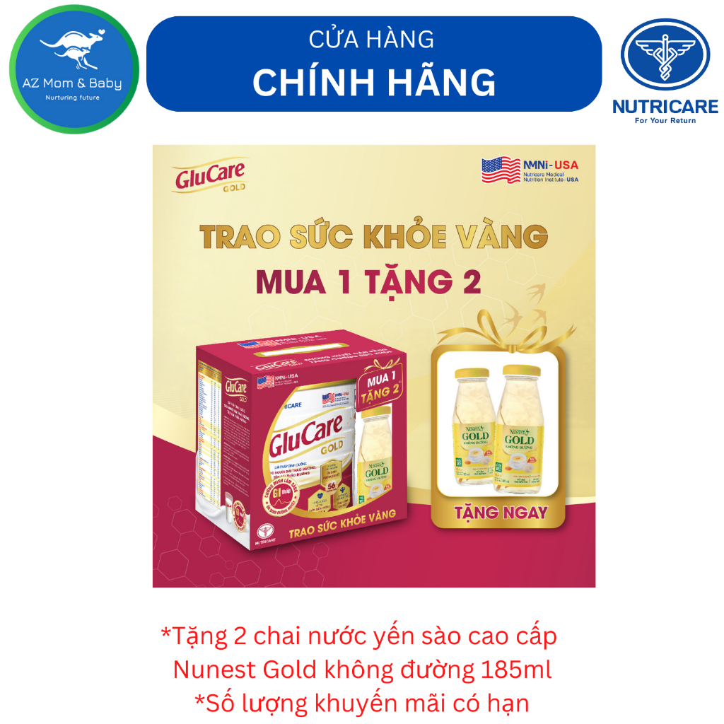 Sữa bột Nutricare Glucare Gold dinh dưỡng cho người tiểu đường (mẫu mới 850g)