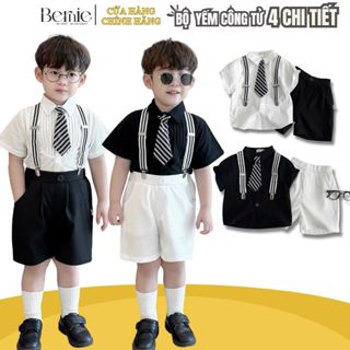 Set yếm vest gile công tử cho bé trai BERNIE tổng hợp áo sơ mi dự tiệc sinh nhật 1-7tuổi 0924B06