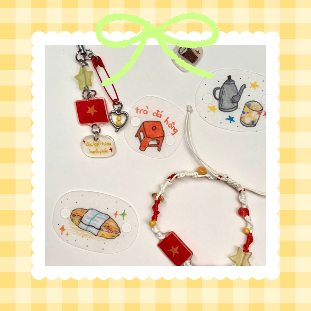 Vòng Và Móc Khóa Cờ Việt Nam - Vòng Dây Sáp Handmade Chủ Đề Cờ Việt Nam, Bánh Mì, Cà Phê Sữa Đá - St