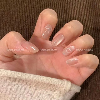 Nail box thiết kế HỒNG MẮT MÈO ÁNH TRĂNG TIM NƠ VẼ by BONA ( đọc mô tả) nail xinh xắn cute đi học đi chơi đi làm