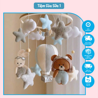  Bộ treo nôi gấu thỏ kích thích thị giác cho trẻ sơ sinh,sản phẩm khâu tay handmade nhà Sữa  chưa kèm thanh J,hộp nhạc  