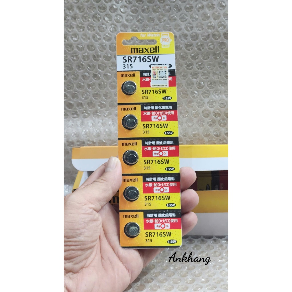 Vỉ 5 viên pin đồng hồ SR716SW Maxell PRO 1.55V SR716 / SR 716 / 315 - Made In Japan