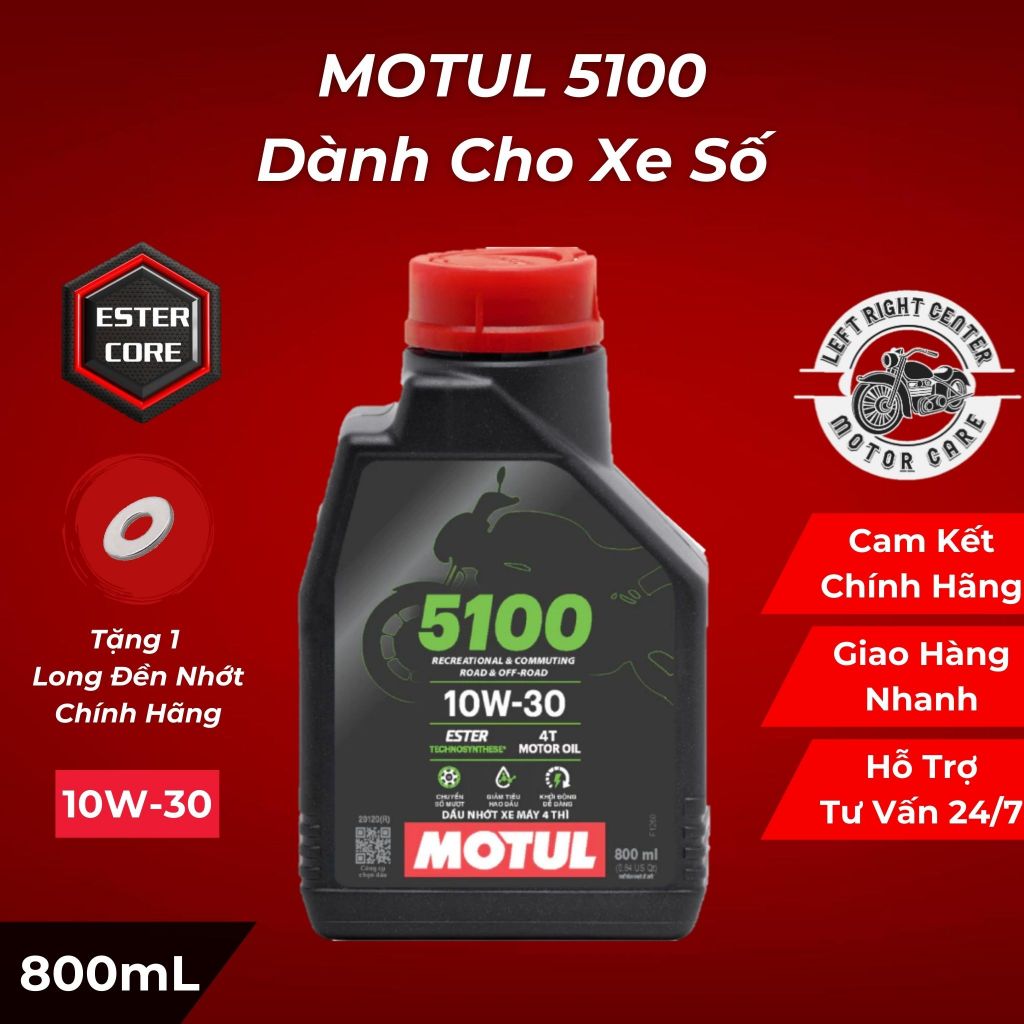 Nhớt Xe Số, Xe Côn Tay Motul 5100 (ESTER) 10W30 0.8L