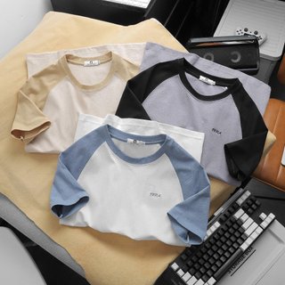 Áo thun nam cổ tròn đẹp, áo phông nam cotton 100 raglan trắng, kem, xám RIOOSHOP RTX007 có size lớn, big size