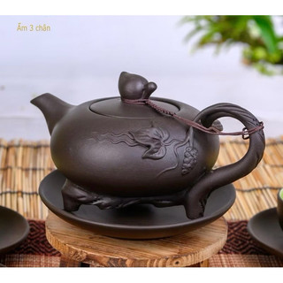 Ấm trà đắp nổi Tử sa Bát Tràng (Ấm lẻ)