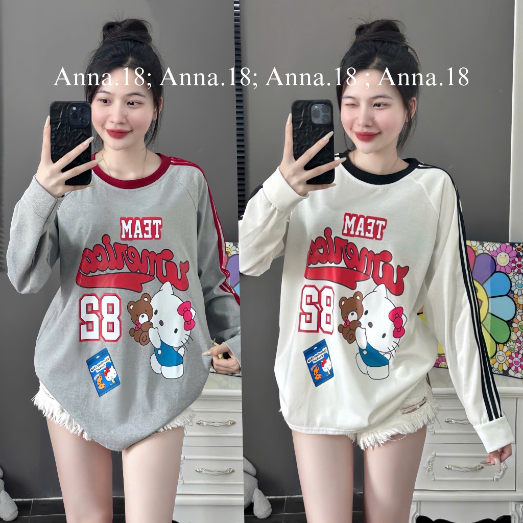 Áo phông cotton khô 3158  form rộng dài tay thu đông ( TEAM -82 ) top cổ tròn nam nữ