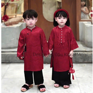  Áo dài đôi cho bé trai bé gái áo dài bé gái áo dài bé trai chất lụa mềm 