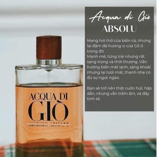 [ Mẫu thử ] Nước hoa nam Acqua Di GIò Absolu