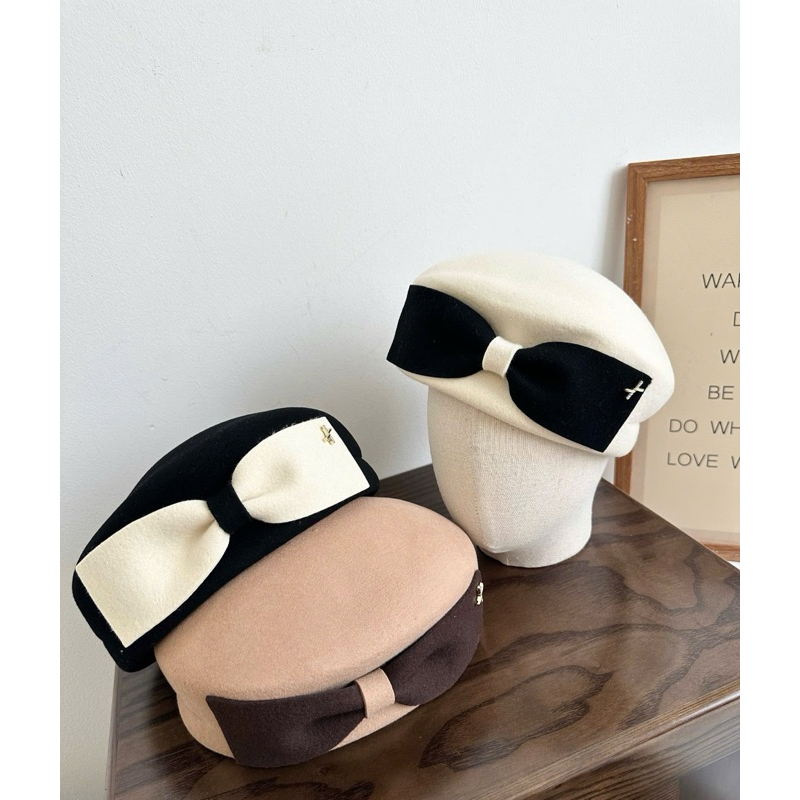 Mũ dạ nồi nơ to mới, chất dạ ép, full màu