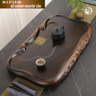 Khay Đựng Ấm Chén Bàn Trà Gỗ Nguyên Khối Trà Đạo Dụng Cụ Đồ Uống Pha Chè Bằng Gỗ Hương - Quà Tặng
